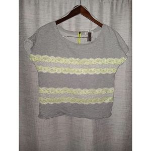 Aeropostale Large Cropped Tee Shirt Neon Yellow